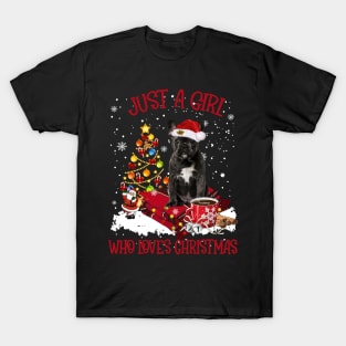 Black French Bulldog Just A Girl Who Loves Christmas T-Shirt